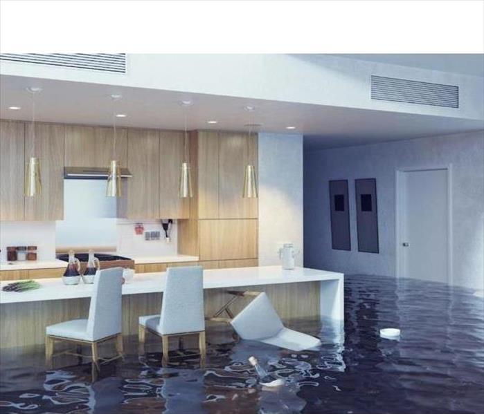A flooded room.