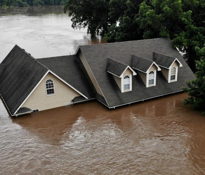 House submerged under water.